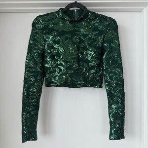 Akira Green Sequin Crop Top 💚